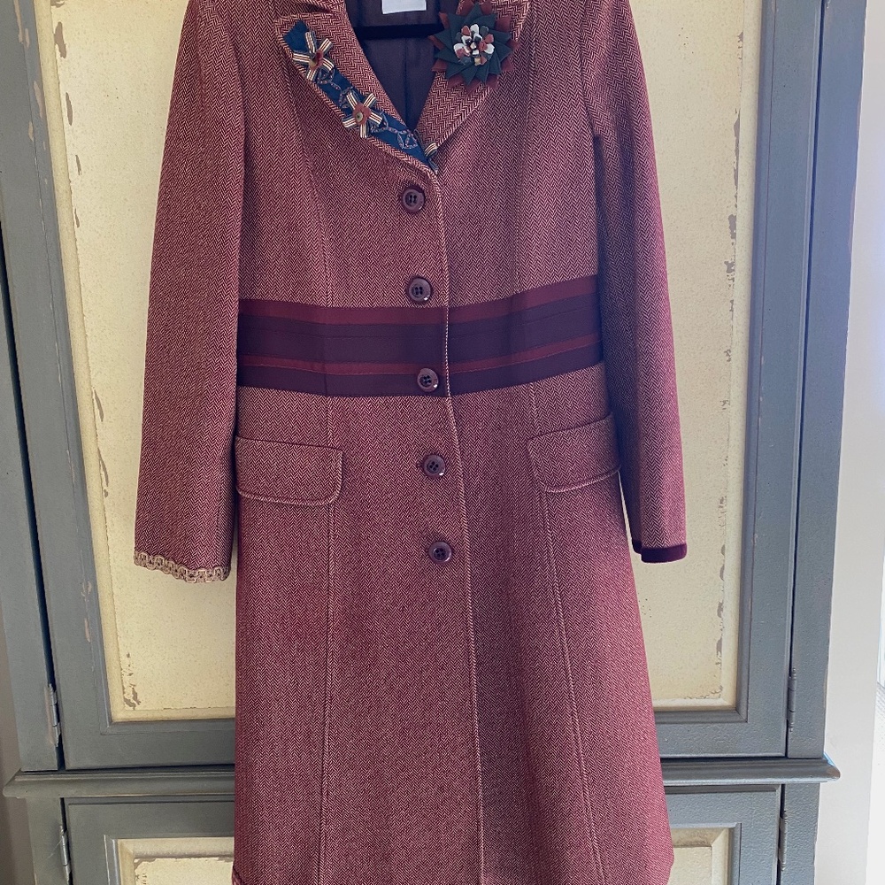 MOSCHINO Cheap and Chic Embellished Wool Coat Size 12